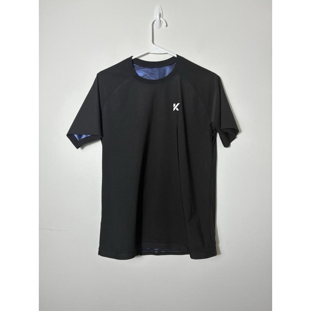 kewlioo for men Sz M Short‎ Sleeve Cycling Top Black Polyester Compression